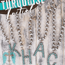 Load image into Gallery viewer, Fashion Turquoise Initial Silver Pearl Necklace Set - 14 Letters