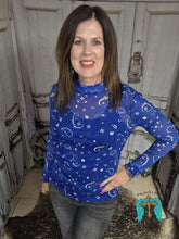 Load image into Gallery viewer, Bandana Babe Mesh Top-Blue - Jeans Jewels and Jesus Boutique