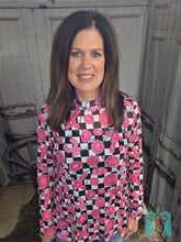 Load image into Gallery viewer, Checkered Pink Concho Mesh - Jeans Jewels and Jesus Boutique
