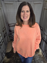Load image into Gallery viewer, Coral Acid Washed Sweatshirt w/pockets - Jeans Jewels and Jesus Boutique
