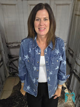 Load image into Gallery viewer, Denim Star Spangled Button Up Shacket - Jeans Jewels and Jesus Boutique