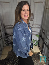 Load image into Gallery viewer, Denim Star Spangled Button Up Shacket - Jeans Jewels and Jesus Boutique