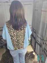 Load image into Gallery viewer, Denim With Leopard Detail Top - Jeans Jewels and Jesus Boutique