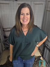 Load image into Gallery viewer, Dolman Sleeve V-Neck Top-Forest Green - Jeans Jewels and Jesus Boutique
