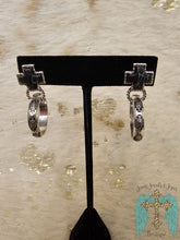 Load image into Gallery viewer, Western Cross Stone With Aztec Hoop Stud Earring