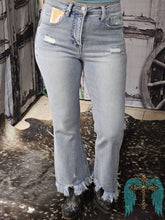 Load image into Gallery viewer, Risen HR Crop Flare-Side Slit Frayed Jean