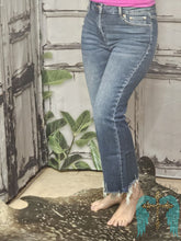 Load image into Gallery viewer, Mid Rise Straight Raw Hem Jean