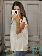 Load image into Gallery viewer, White Ruffled Capped Sleeve Top