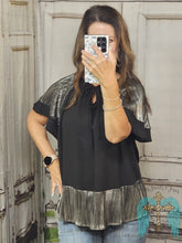 Load image into Gallery viewer, Black And Silver Tunic Blouse