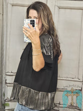 Load image into Gallery viewer, Black And Silver Tunic Blouse