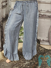 Load image into Gallery viewer, Washed Denim Ruffle Pants