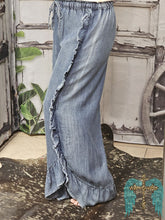 Load image into Gallery viewer, Washed Denim Ruffle Pants