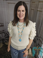 Load image into Gallery viewer, Knit Double Ruffle Short Sleeve Top-Oatmeal