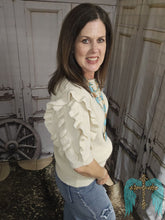 Load image into Gallery viewer, Knit Double Ruffle Short Sleeve Top-Oatmeal