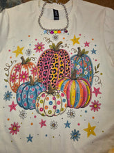 Load image into Gallery viewer, Fall Pumpkins Bling Graphic Tee With Leopard And Flowers - Jeans Jewels and Jesus Boutique