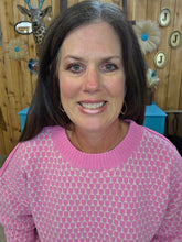 Load image into Gallery viewer, Geometric Check Sweater-Pink - Jeans Jewels and Jesus Boutique