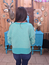 Load image into Gallery viewer, Geometric Check Sweater-Sea Foam - Jeans Jewels and Jesus Boutique