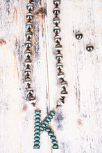 Load image into Gallery viewer, Fashion Turquoise Initial Silver Pearl Necklace Set - 14 Letters
