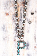 Load image into Gallery viewer, Fashion Turquoise Initial Silver Pearl Necklace Set - 14 Letters