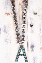 Load image into Gallery viewer, Fashion Turquoise Initial Silver Pearl Necklace Set - 14 Letters