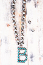 Load image into Gallery viewer, Fashion Turquoise Initial Silver Pearl Necklace Set - 14 Letters