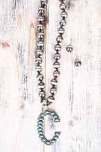 Load image into Gallery viewer, Fashion Turquoise Initial Silver Pearl Necklace Set - 14 Letters