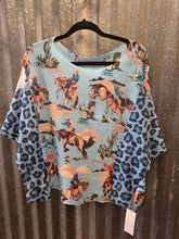 Load image into Gallery viewer, Italian Made-Cowboy and Leopard Sweater-One Size (Blue) - Jeans Jewels and Jesus Boutique