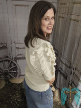 Load image into Gallery viewer, Knit Double Ruffle Short Sleeve Top-Oatmeal - Jeans Jewels and Jesus Boutique