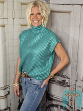 Load image into Gallery viewer, Mock Turtle Neck Sweater Vest-Emerald - Jeans Jewels and Jesus Boutique