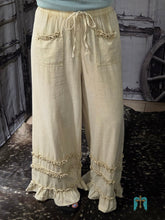Load image into Gallery viewer, Oatmeal Linen Pant With Ruffles - Jeans Jewels and Jesus Boutique
