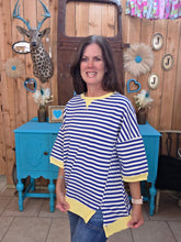 Load image into Gallery viewer, Oversized Stripe Casual Knit Top- Blue/Cream - Jeans Jewels and Jesus Boutique