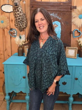Load image into Gallery viewer, Umgee Teal Leopard Whisper Top