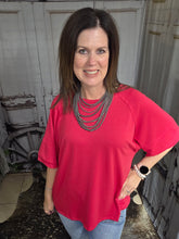 Load image into Gallery viewer, Solid Raw Hem Top-Red