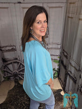 Load image into Gallery viewer, Solid Raw Hem Top-Aqua