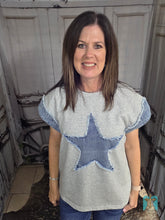 Load image into Gallery viewer, Denim Patchwork Star Top