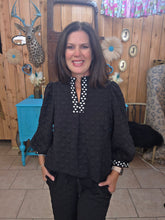 Load image into Gallery viewer, Umgee High Neck Top With Polka Dot Band/Trim