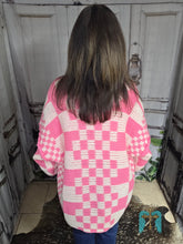 Load image into Gallery viewer, Oversized Checkered Cardigan-Pink