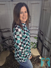 Load image into Gallery viewer, Checkered Turquoise Concho Mesh