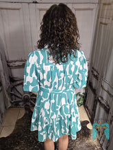 Load image into Gallery viewer, Turquoise Abstract Button Down Dress