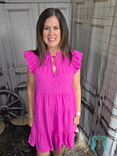 Load image into Gallery viewer, Hot Pink Dress with Ruffled Sleeve