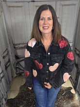 Load image into Gallery viewer, Corduroy Jacket With Hearts-Black
