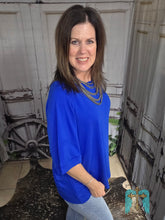 Load image into Gallery viewer, Solid Raw Hem Top-Royal Blue