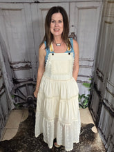 Load image into Gallery viewer, Laced And Tiered Overall Maxi Dress-Champagne