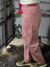 Load image into Gallery viewer, Striped Twill Barrel Jeans-Red