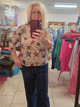 Load image into Gallery viewer, V-neck 3/4 Sleeve Star Print Crochet Sweater