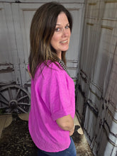 Load image into Gallery viewer, Solid Top With Cuffed Sleeve-Magenta
