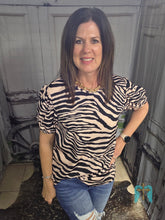 Load image into Gallery viewer, Black And Cream Zebra Bubble Sleeved Top