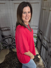 Load image into Gallery viewer, Solid Raw Hem Top-Red