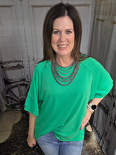 Load image into Gallery viewer, Solid Raw Hem Top-Kelly Green