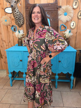 Load image into Gallery viewer, Umgee Olive Floral Tiered Maxi Dress